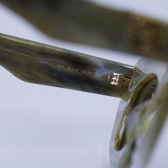 Loewe LW40127I 60E Sunglasses Green Marble Cat Eye Frame, Brown Lenses - Picture 7 of 10